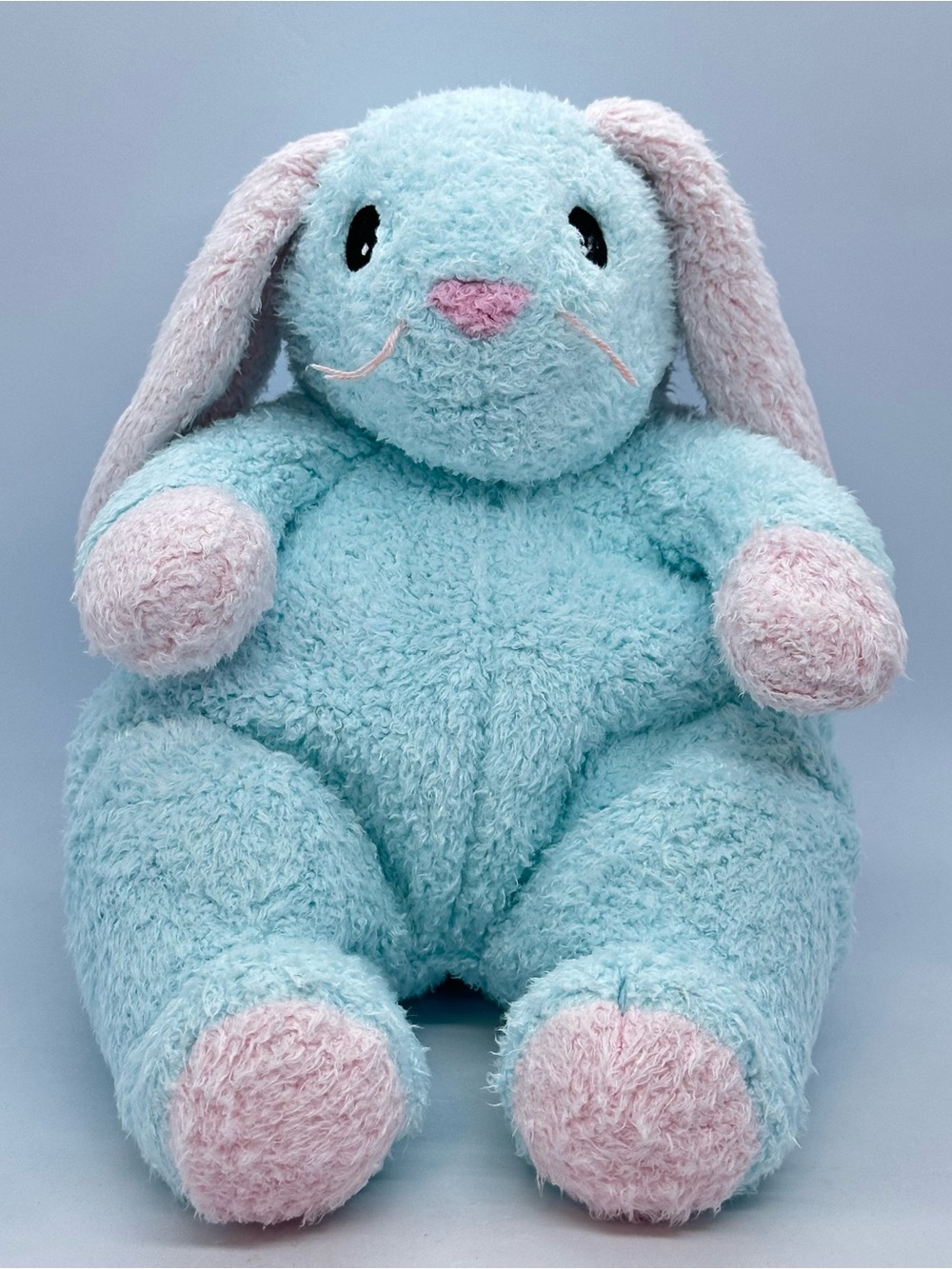 VTG 1999 TY Baby Bunnybaby Rabbit Pink Aqua Blue Plush Stuffed Toy Rattle 12 In.